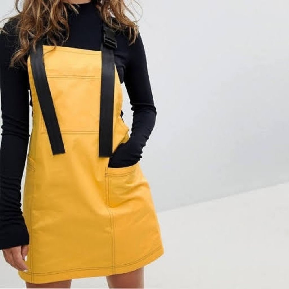 The Ragged Priest Dress With Straps And Clips - Yellow, size L